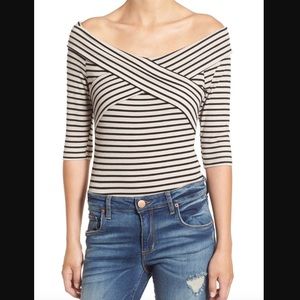 Socialite Striped Ribbed Bodysuit NWT